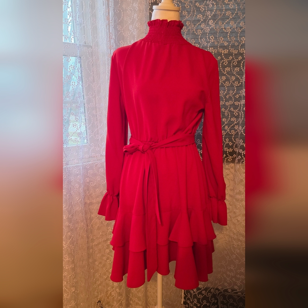 Elegant Red Ruffle Dress